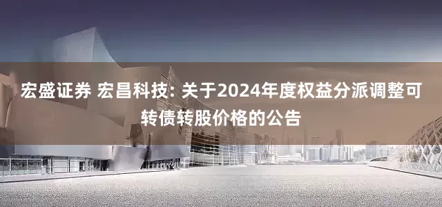 宏盛证券 宏昌科技: 关于2024年度权益分派调整可转债转股价格的公告